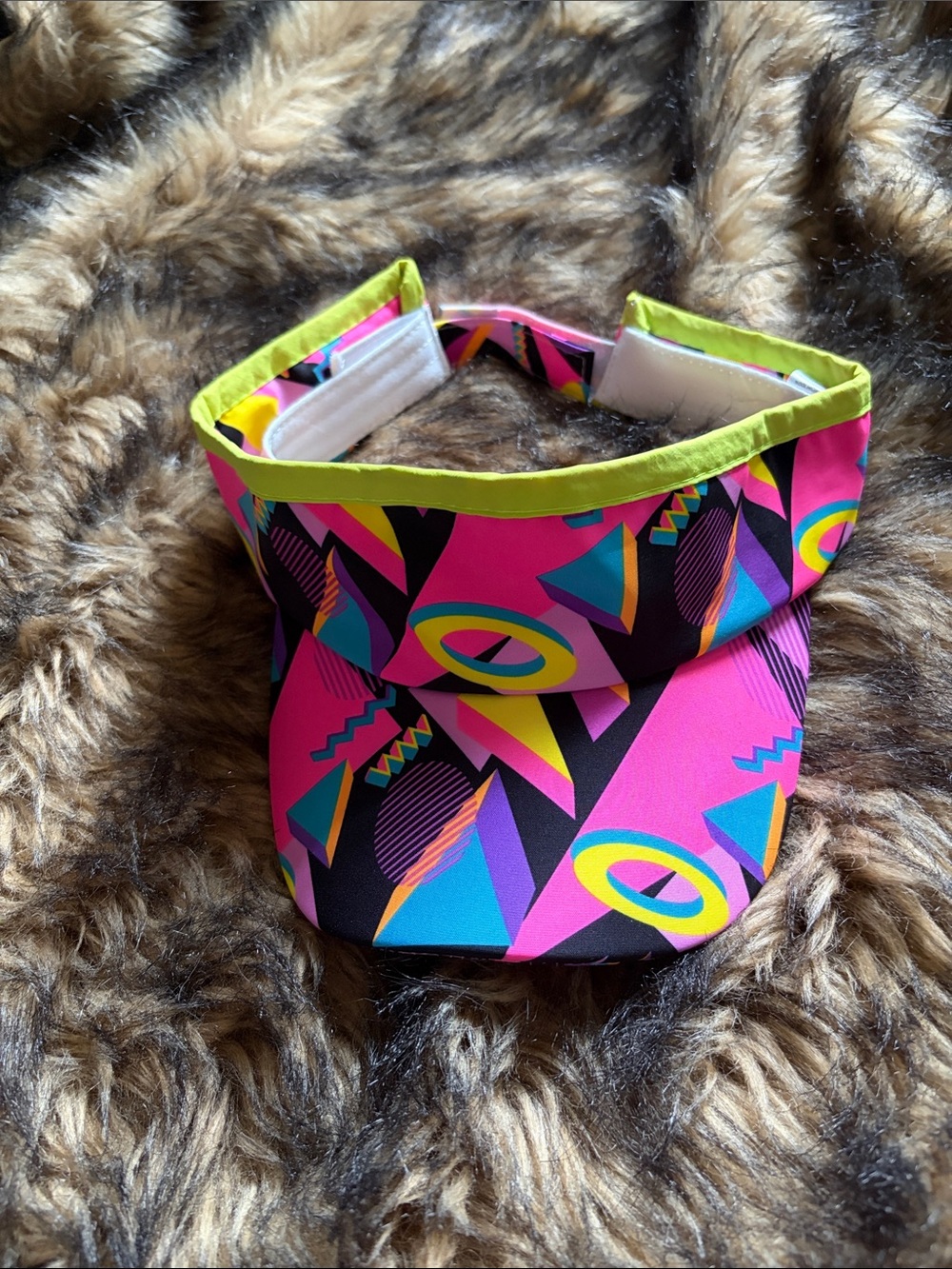 Spirit 90’s Inspired Neon Geometric Visor in Pink, Teal, Yellow and Black Y2K